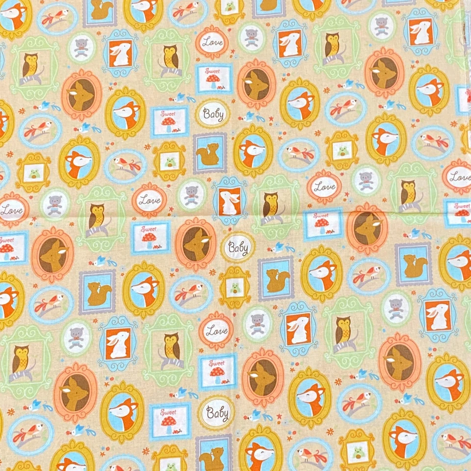 Woodland Nursery Fabric Pastel Quilting Cotton Print 35x44 - Image 3 of 4