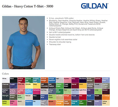 Gildan Mens Womens Heavy Cotton Plain T-Shirt Tee T Shirt Short 50 COLOURS