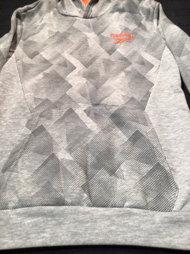 Reebok Boys Athletic Hoodie Sz 8 Long Sleeve Pullover pocket Grey/orange - Picture 3 of 15