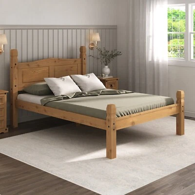 Corona Double Bed 4ft6 Low Foot End Mexican Solid Pine Frame Bedroom Furniture