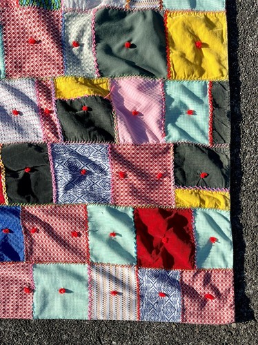 Vintage Patchwork Quilt Farmhouse 80” X 53 1/2” Handmade - Picture 3 of 10
