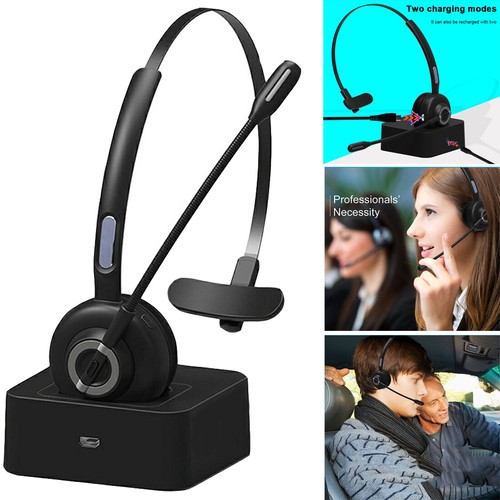 Auriculares inalámbricos Bluetooth 5.0 con estación de carga de micrófono para camionero oficina