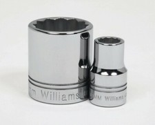 12 Drive Shallow Sockets 12 Point Metric High-polished Chrome Williams 12 Drive Shallow Sockets 12 Point Metric High-polished Chrome Williams