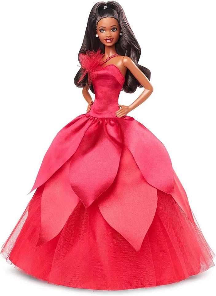 Mattel Barbie Joyeux Noël 2022 - Cheveux Noirs Relevés Poupée - HBY04