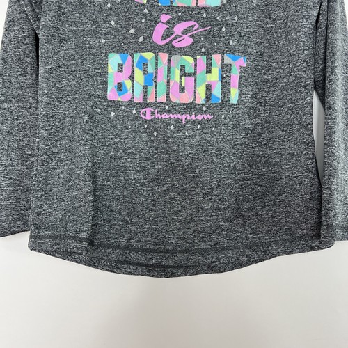 Champion Performance T Shirt Youth Girls Size 6 Gray Long Sleeve Crew Neck Tee - Picture 3 of 12