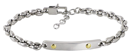 bracciale catena targa uomo rossoamante acciaio e oro ubr150 idea regalo - Foto 1 di 2