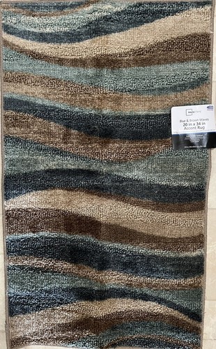 Brand New 20 in X 34 in Brown And Blue Wave Accent Rugs. - 第 3/5 張圖片