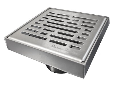 SereneDrains 304 SS 4 Inch Brushed Nickel Square Shower Drain Kit Broken Lane