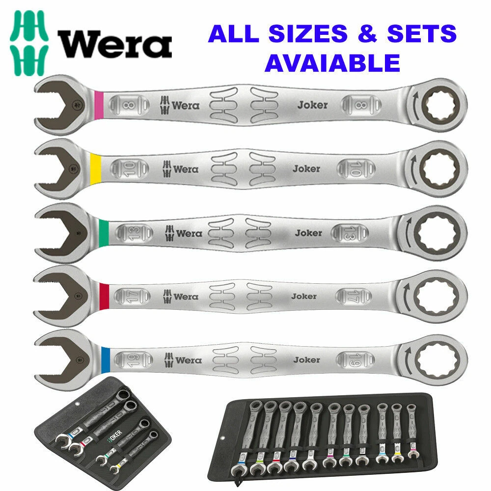 WERA Joker Metric Imperial Combination Ratchet Open End Ring Spanner All Sizes