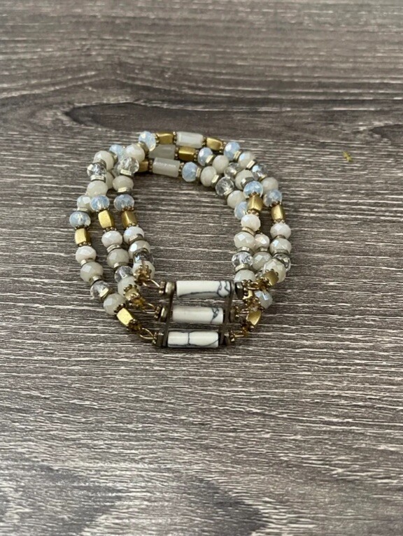 Multi layered bead stone bracelet stack - image 1