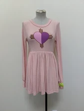 NWT Wildfox Boiled Fuzzy Fabric Short Dress Long Sleeve Pink S