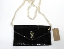 NWT Steve Madden BGlamy Black  Gold Sequin Crossbody Clutch MSRP 68