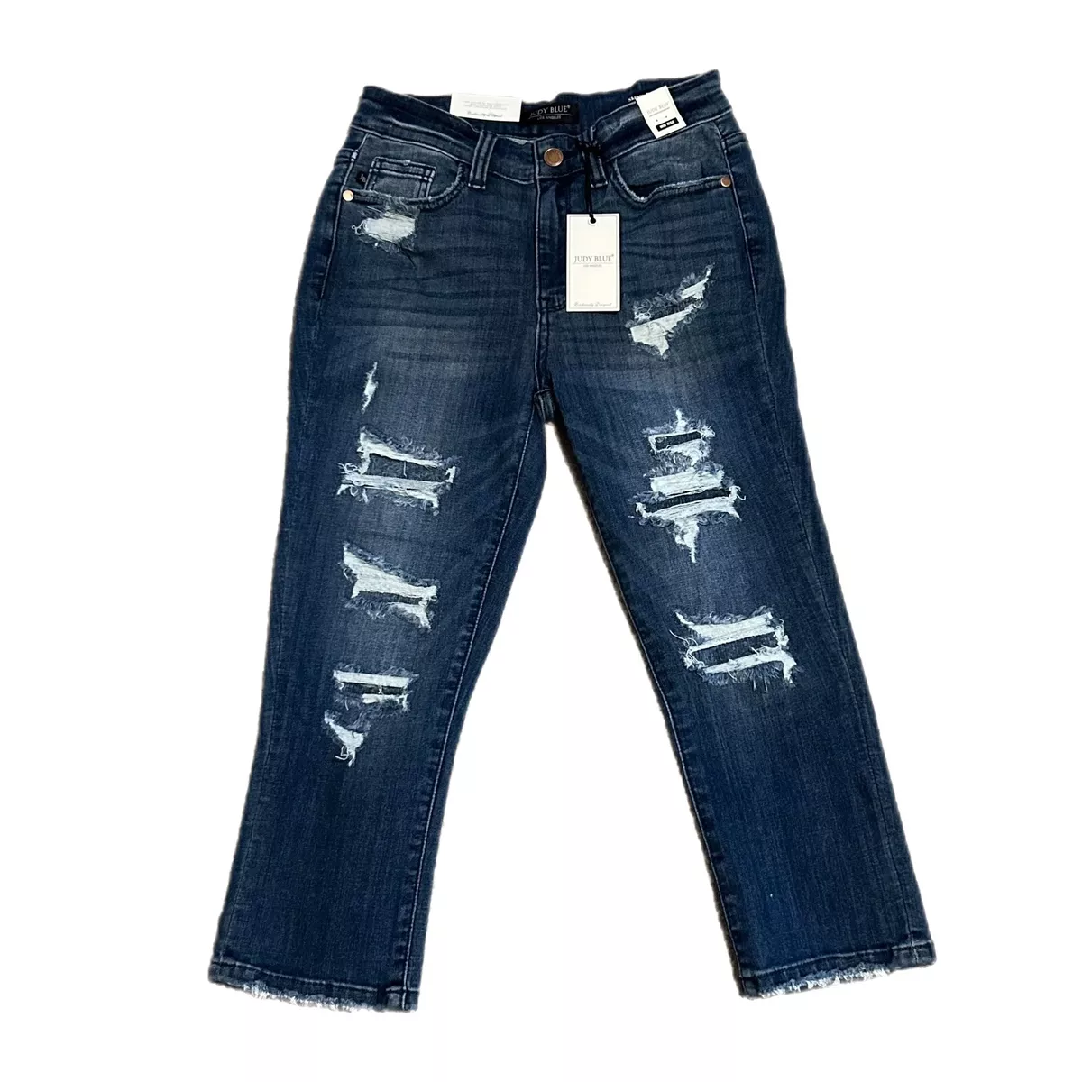 Judy Blue Jean Capris Womens Size 5 7 11 13 14W 16W 22W 24W Distressed Mid  Rise