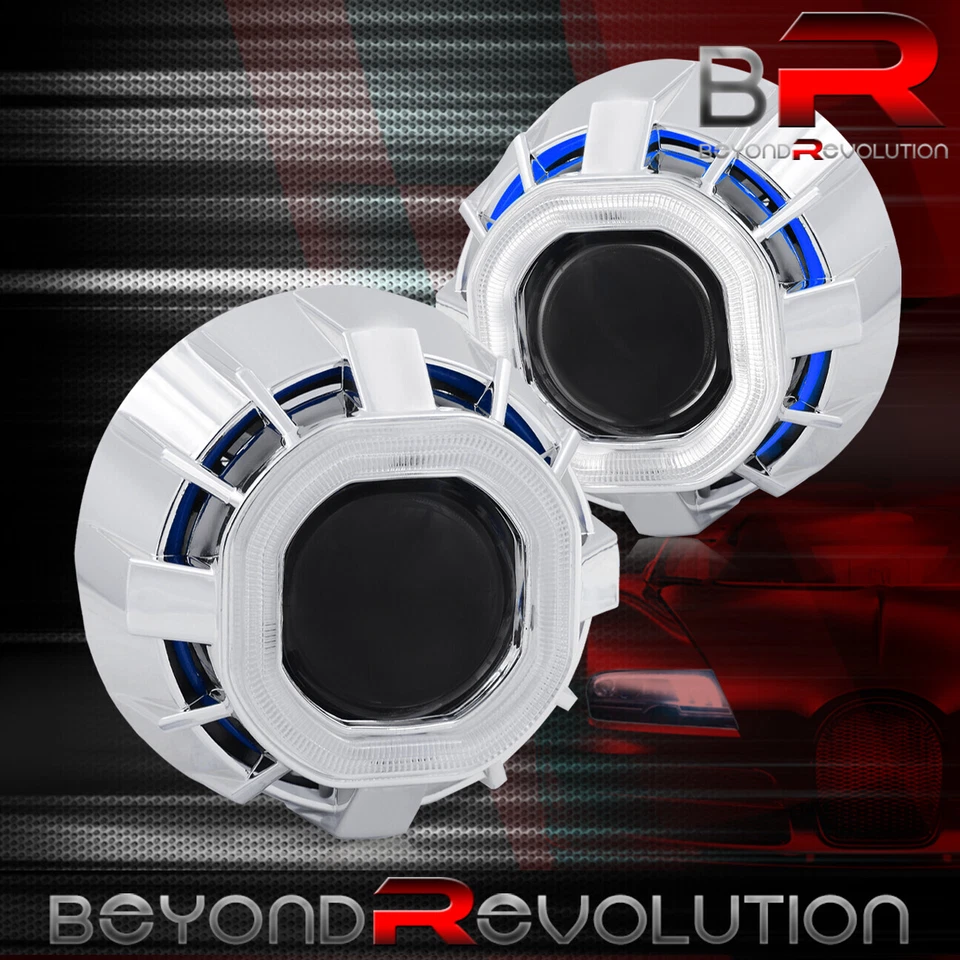 Kit de doble ojo de ángel cubierta de faros retrofit proyector HID para BMW Mercedes Benz Foto 3 de 4