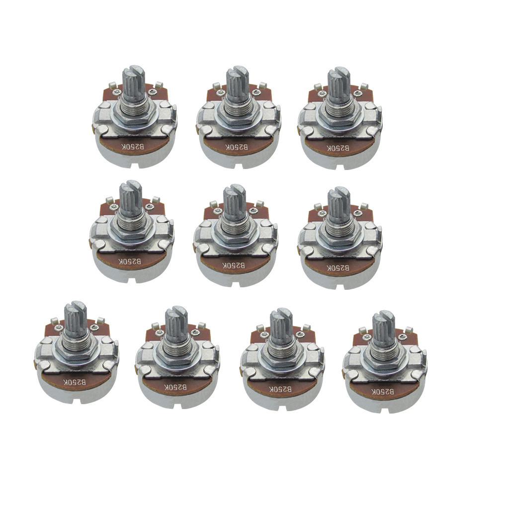 FLEOR 10PCS B250K Guitar Pots Short Split Shaft Guitar Potentiometers Bayonet
