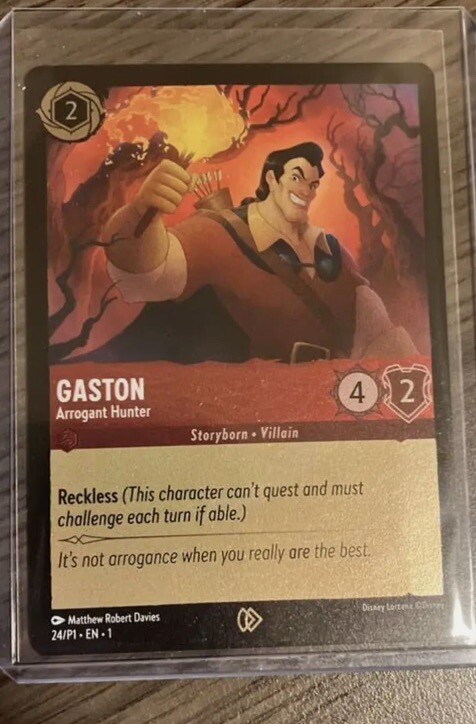 Disney Ravensburger Lorcana Promo Gaston Arrogant Hunter 24/P1 Ships 10 ...