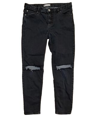 Free People Skinny Distressed Jeans Black Medium Wash Women's Size W 31