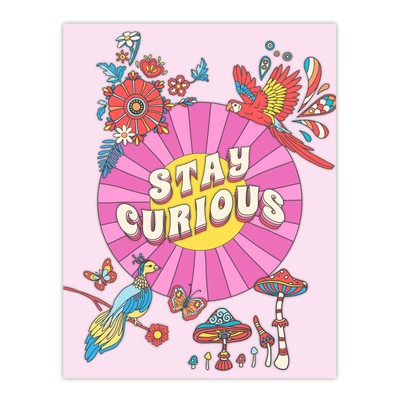Stay Curious Zitat Affirmationen buntes Kinderzimmer Wandbild Poster Druck