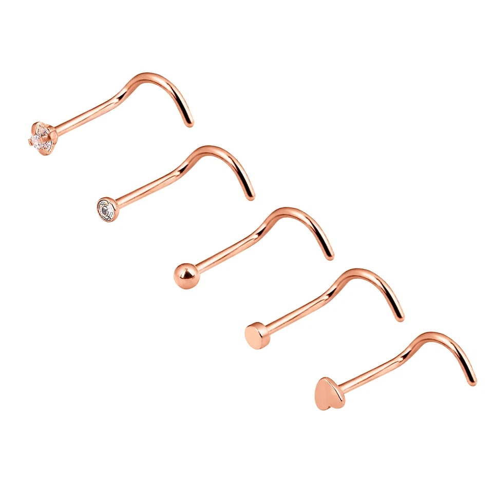 Kit de 30 piezas de anillos de nariz de perno prisionero de nariz de acero quirúrgico tornillo delgado L curvado hueso 20G Foto 2 de 4