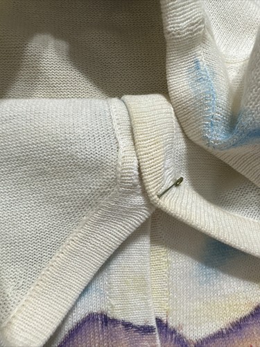 Michael Simon Cardigan Sweater Palm Tree Boats Small Tropical Beach Mountains - Picture 12 of 12