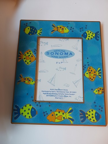 Sonoma Home Good Sea Fish Metal Frame With Box  5x7 Inches Inner Frame 11x9 Out