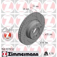 Zimmermann 2X Bremsscheibe Vorne Ø316 Mm InnenbelüFtet Gelocht FüR BMW 7Er E38