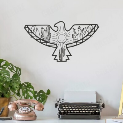 Adler Figur Metall Wanddeko Dekofigur Wandkunst Vogel Metalldeko Natur Kaktus