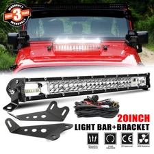 For 07-17 Jeep Wrangler JK 20" Dual Rows LED Light Bar+Hood Mount Brackets+Wire