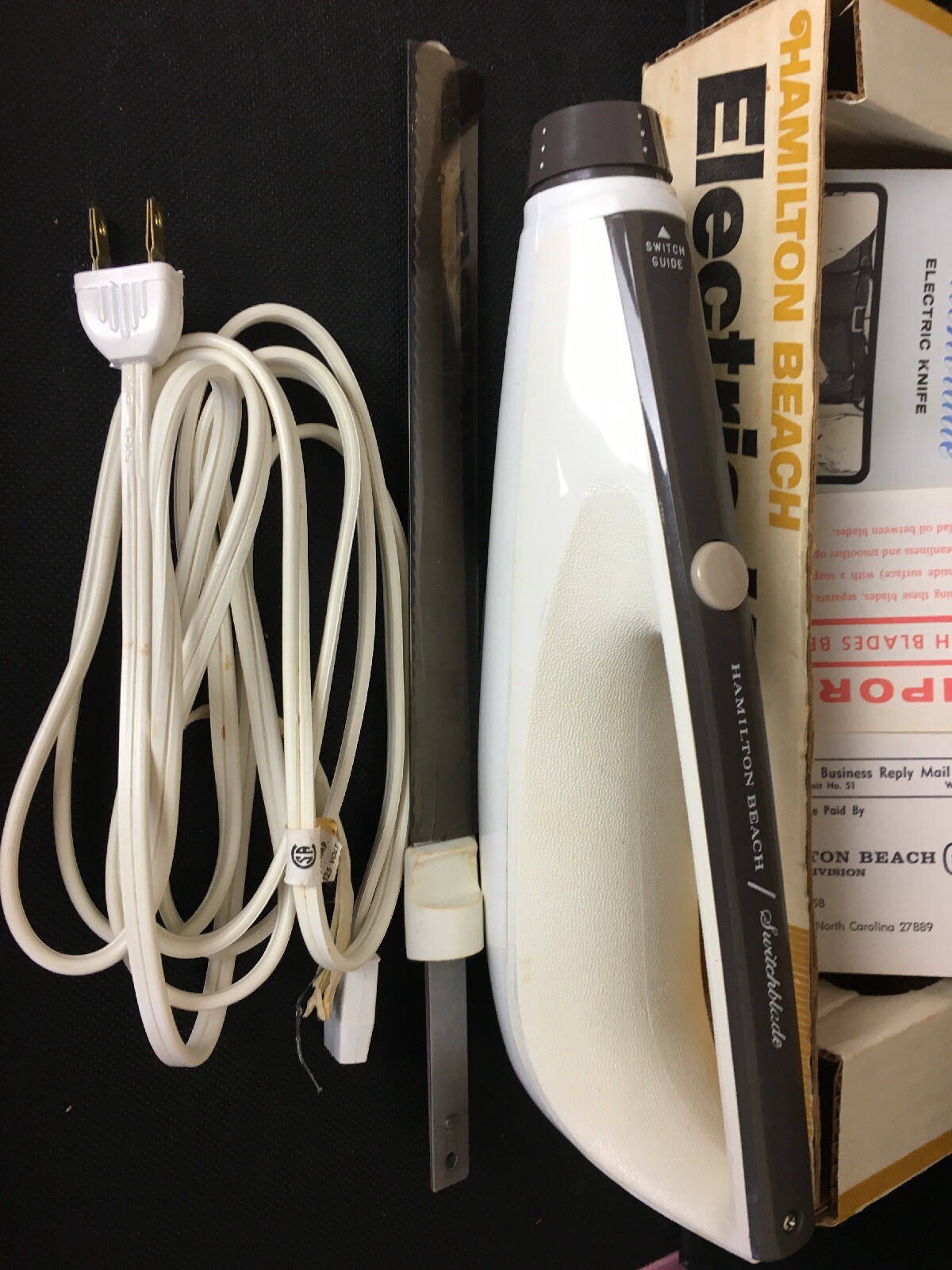 VTG HB Hamilton Beach Scovill Electric Knife Switchblade Charcoal Gray