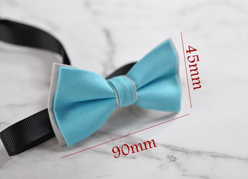 Baby Boy Kids 100% Cotton 2 Layers Bow Tie Wedding Pink NAVY BLUE Yellow Grey - Picture 29 of 88
