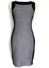 Calvin Klein Women's Size 2 Black Gray Striped Textured Sleeveless Sheath Dres