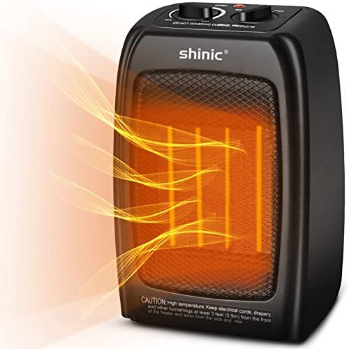 Shinic Portable Space Heater for Bedroom Office, 1500W Small Classic Black