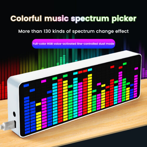 MIC+CABLE Sound Level Meter Clock LED Audio Display Music Spectrum Visualizer - 第 1/26 張圖片