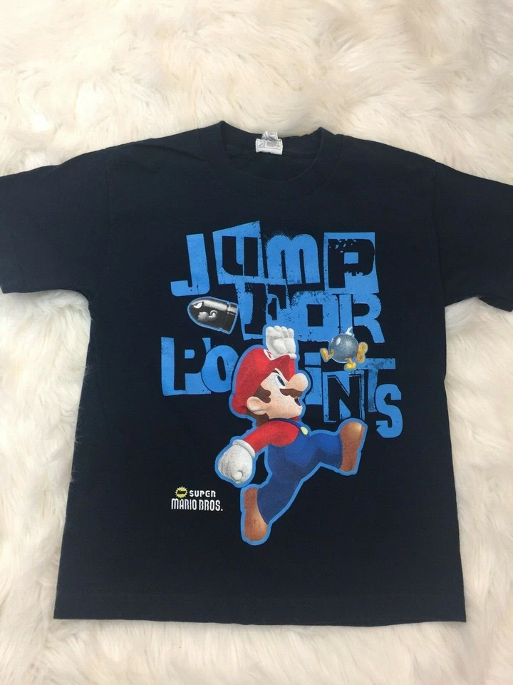 SUPER MARIO BROS МАЛЬЧИКОВ РАЗМЕР МАЛЕНЬКИЙ ПРЫЖОК ДЛЯ ТОЧЕК КОРОТКИЙ РУКАВ ФУТБОЛКА НОВЫЙ БЕЗ ЯРЛЫКОВ - Изображение 2 из 4
