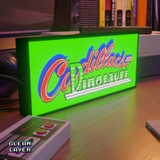 Cadillacs and Dinosaurs Led Retro Gaming Lightbox Sign