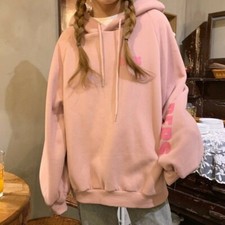 Women Girls Hoodie Sweatshirt Long Sleeve Coat Casual Loose Letters Tops Autumn