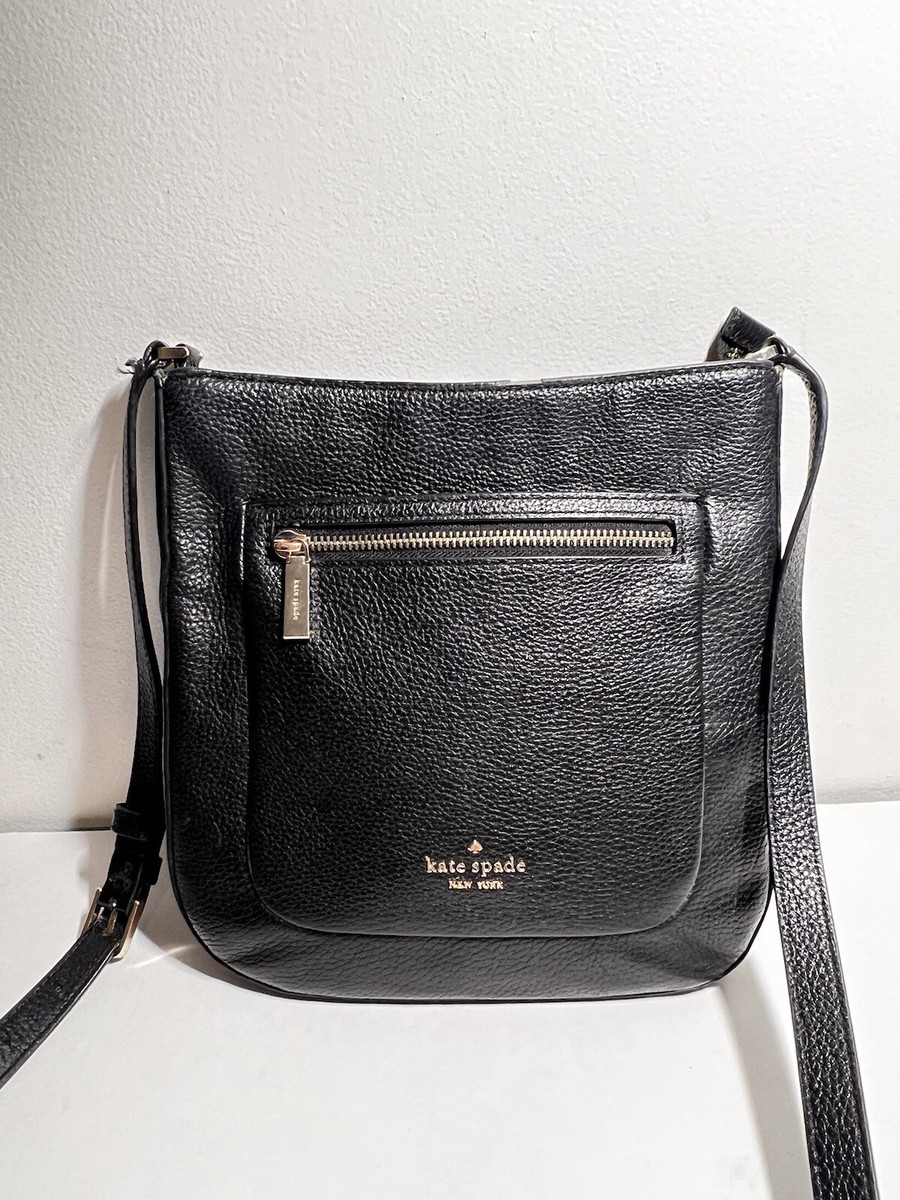 Kate Spade EUC Black Leather Leila Top Zip Crossbody Purse Bag Messenger
