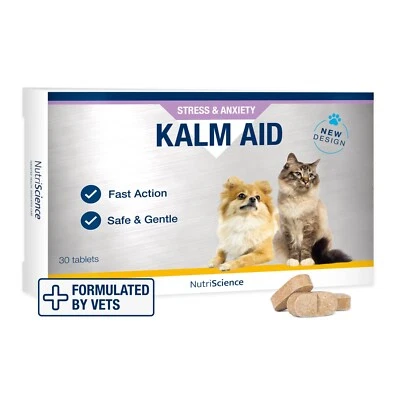 NUTRISCIENCE KalmAid Tablets for Dogs & Cats Reduce Nervousness Separation Anxiety & Stress