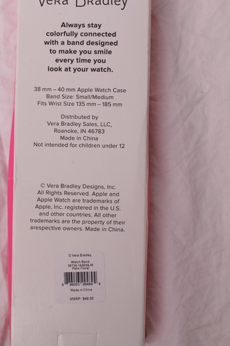 Vera Bradley Palm Floral apple watch band small medium for 38-40 mm case - Zdjęcie 2 z 2
