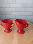Vintage Dark Rose Pink Hazel Atlas Footed Glass Creamer And Sugar No Damage MCM