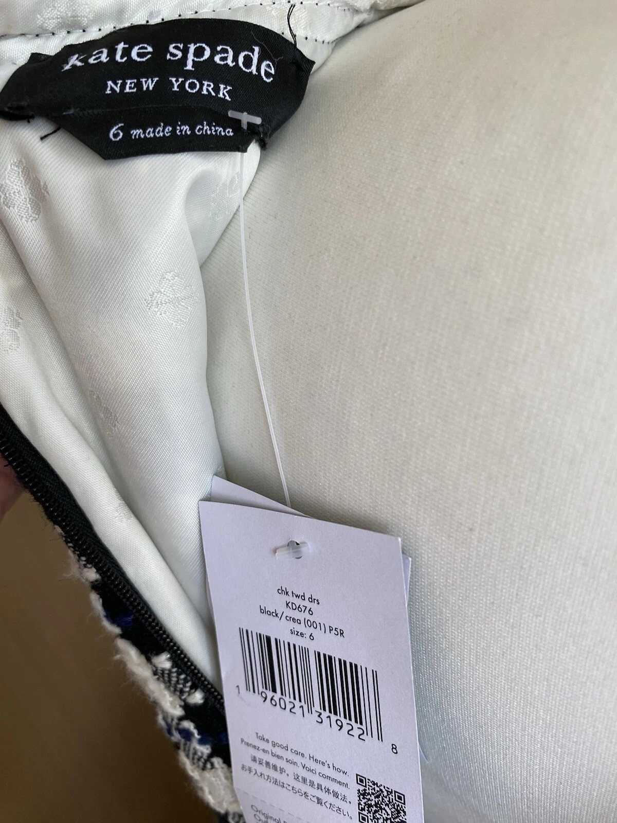 ABITO A QUADRI KATE SPADE BLU NAVY E CREMA TAGLIA 6