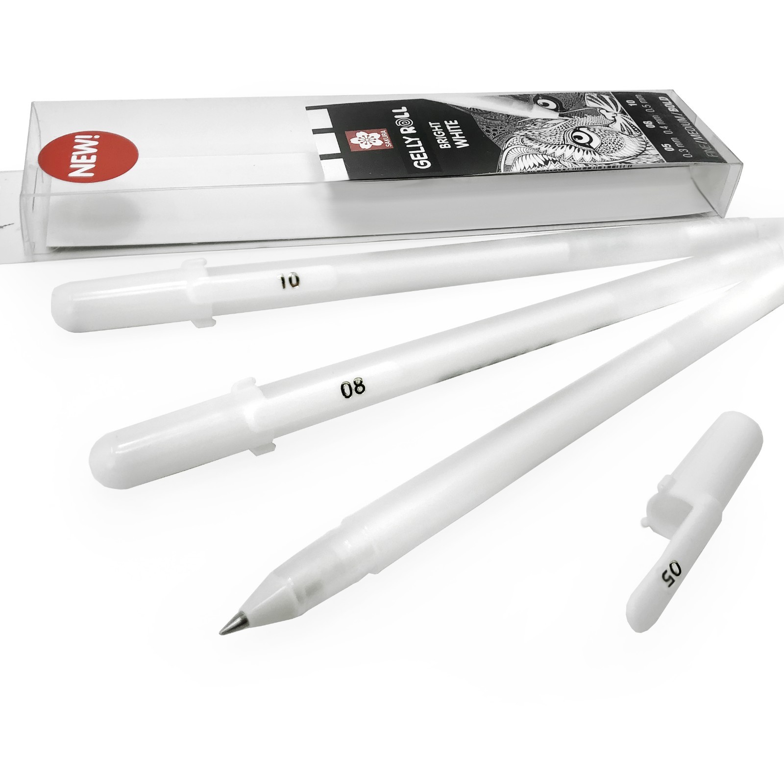 Sakura Gelly Roll Penne Gel - Bianco Brillante – 0.5/0.8/1.0mm - Portafogli Di 3