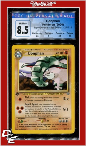 Donphan (1st Edition) graded CGC 8.5 for sale on eBay