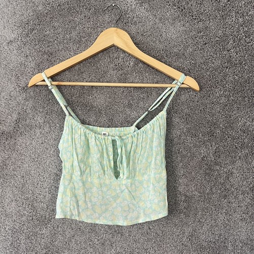 Nordstrom BP Henley Cami Top Womens Small Green Floral Sleeveless Scoop Neck