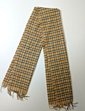 Cashmink by V Fraas Acrylic Winter Scarf Camel Tartan Plaid