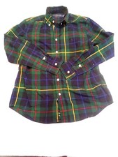 Ralph Lauren Shirt Boys Large Multicolor Button Up Tartan Plaid Natural Stretch