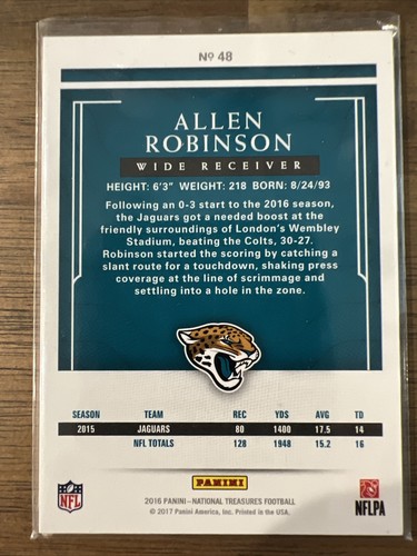 2016 Allen Robinson Panini National Treasures #48 Jacksonville Jaguars /99 B275 - Picture 2 of 2