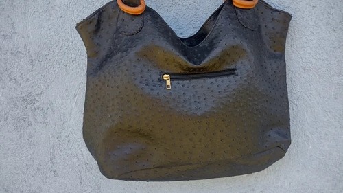 vintage handbag black ostrich leather made in Argentina - Picture 3 of 6