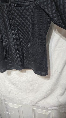 Lapis Girl Leather Moto Jacket Girls Size 14/16 Black Quilted Vegan Collarless - Picture 4 of 9