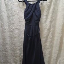 White by Vera Wang Navy Blue Halter X-Back Bridesmaid Gown Size 10